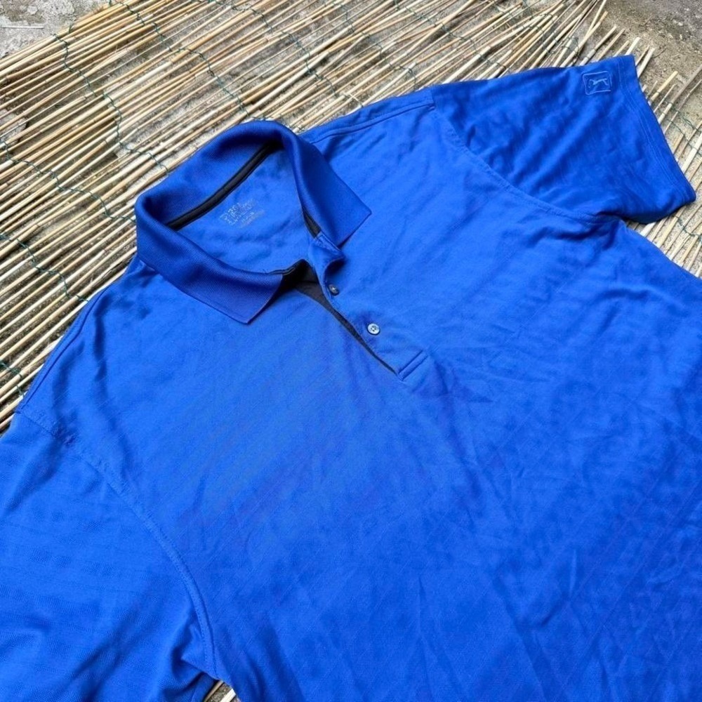 PGA Tour Men's Blue Striped Golf Polo Shirt Size XL Performance
